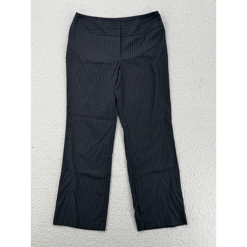 Apt. 9 Gray Pinstripe Straight Leg Dress Pants Women Size 14 Office Trousers